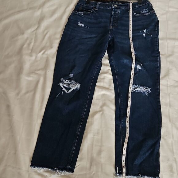 Dark Blue Distressed High-Rise Women's Jeans - Picture 4 of 16